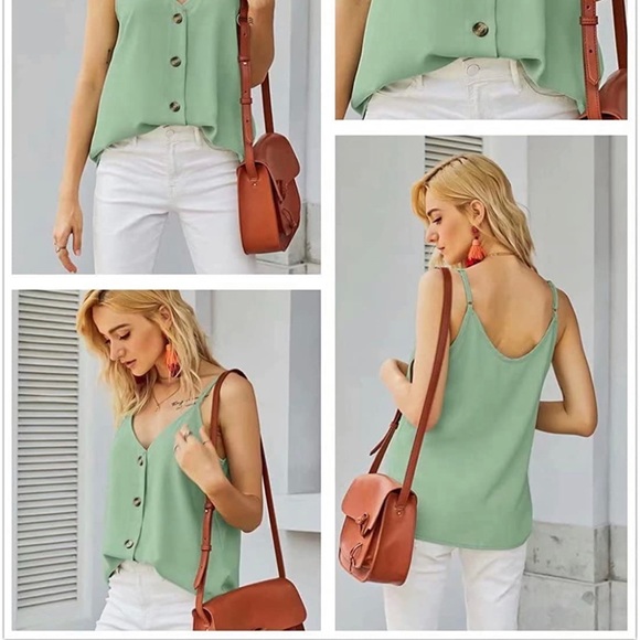 NWOT Button Down Strappy Top - Blue - Picture 4 of 4